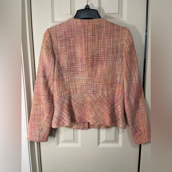 Talbots Pink Orange Tweed Waist Length Vintage Full Zip Blazer size 10P - Picture 7 of 8